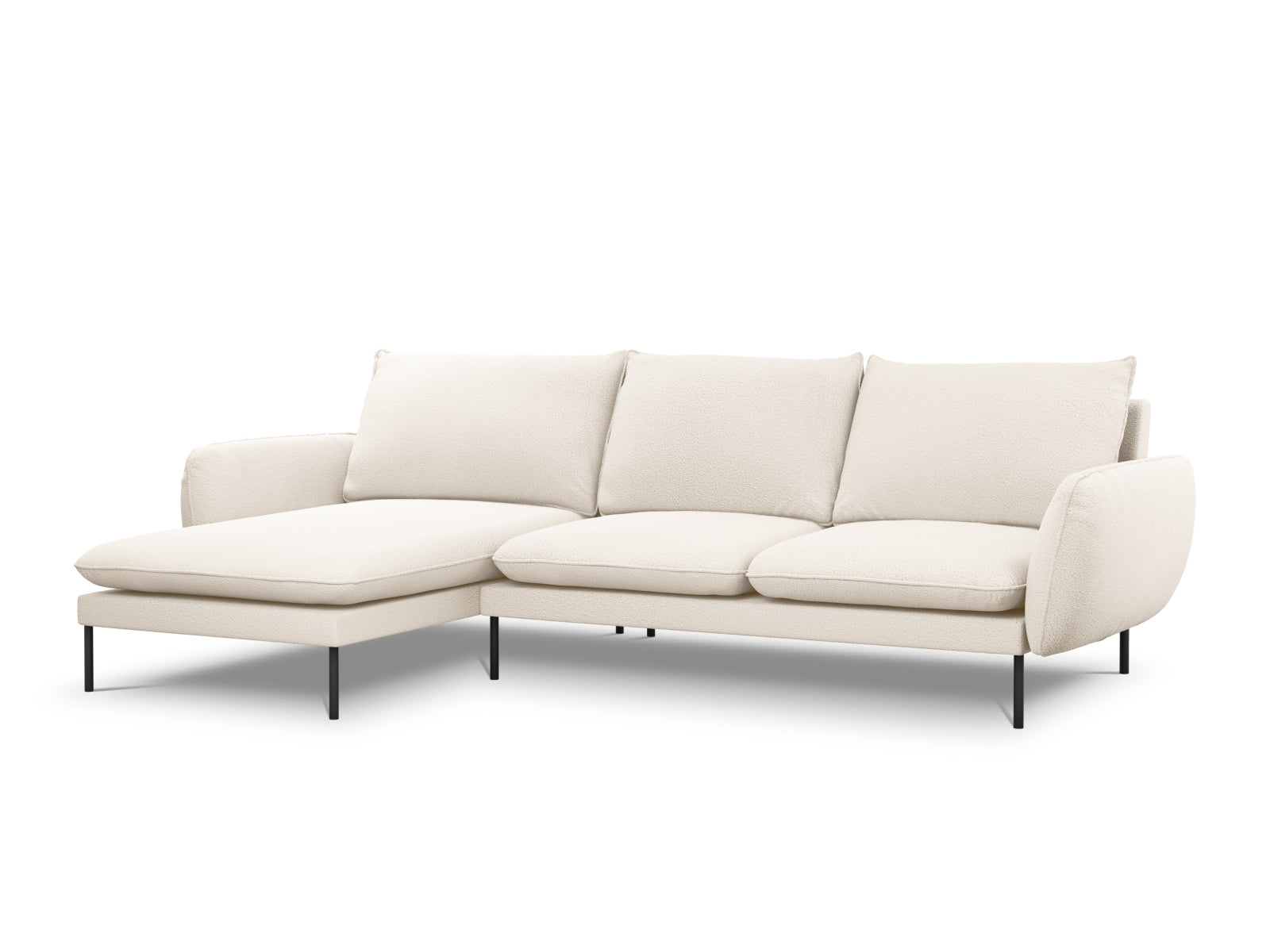 Vienna Corner Sofa, 5 Seats, 255x170 cm — Beige / Black Metal / Left