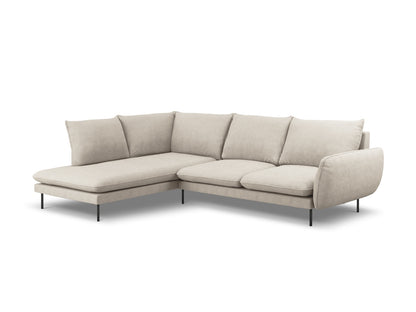 Vienna Corner Sofa, 6 Seats, 275x185 cm — Light Beige / Black Metal / Left