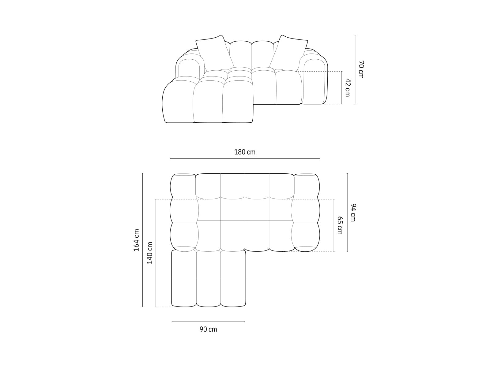 Treno Corner Sofa, 2 Seats, 180x164 cm
