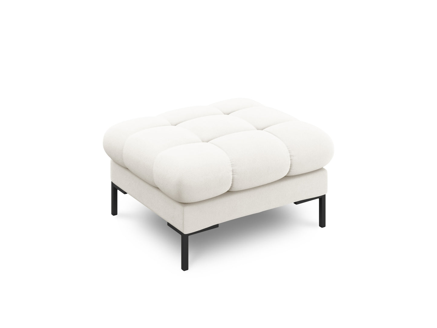 Bali Pouf, 60x60 cm — Light Beige / Black Metal