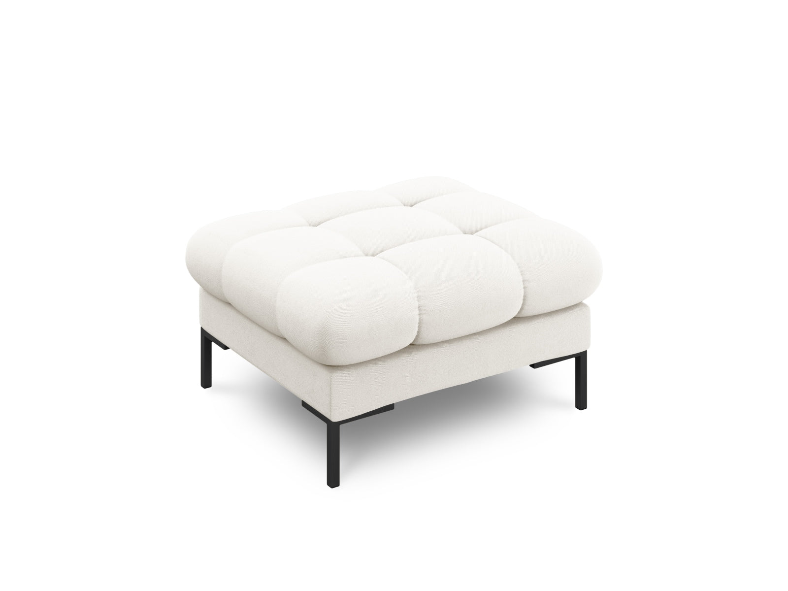 Bali Pouf, 60x60 cm — Light Beige / Black Metal