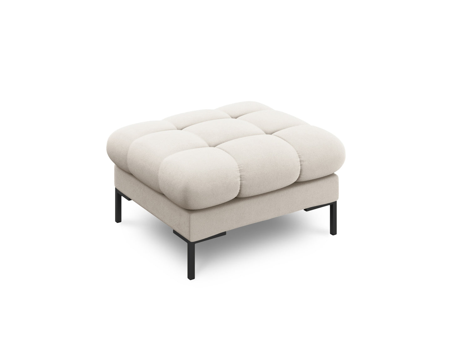 Bali Pouf, 60x60 cm — Beige / Black Metal