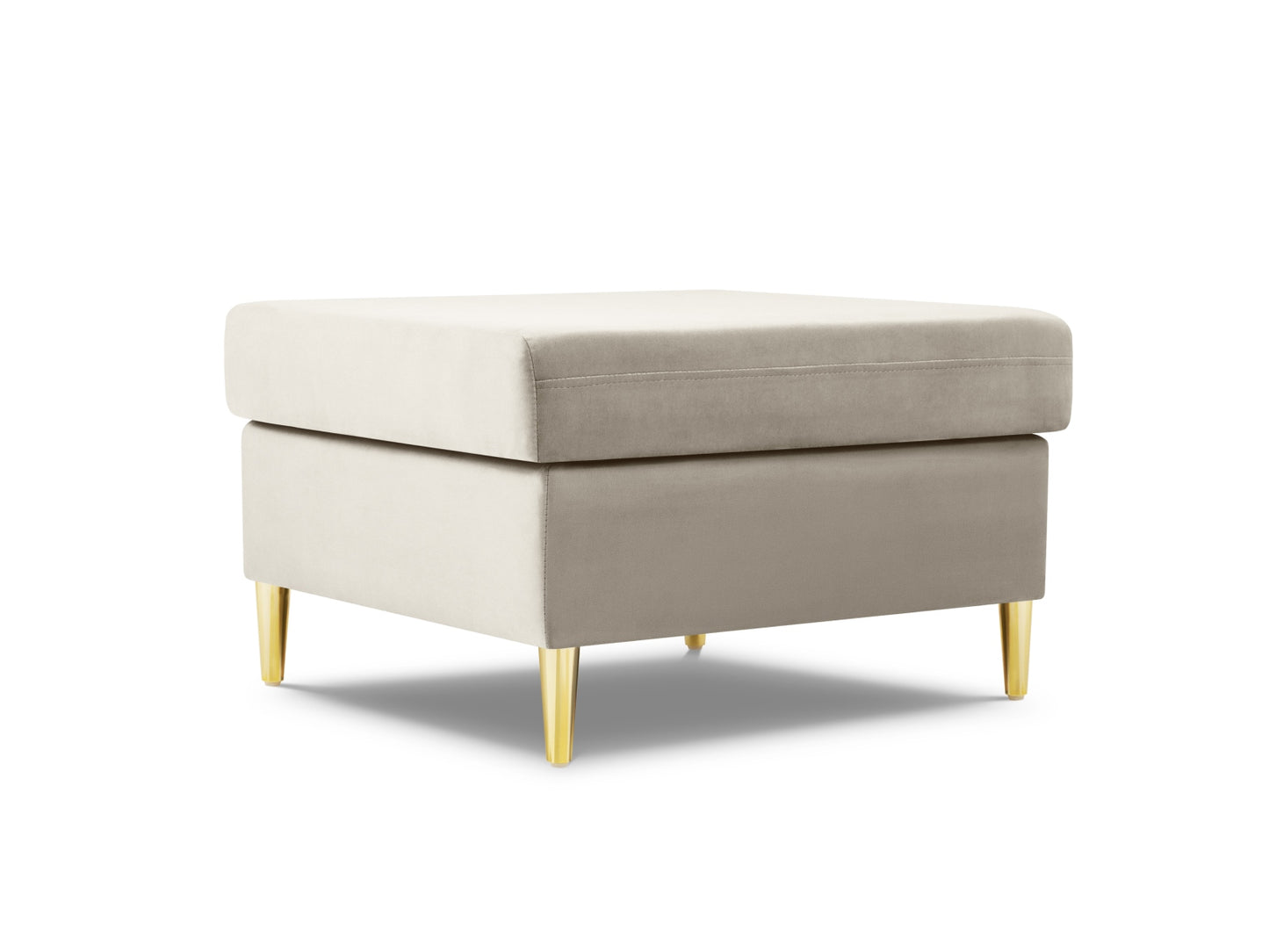Kyoto Pouf, 70x70 cm — Light Beige / Gold Metal