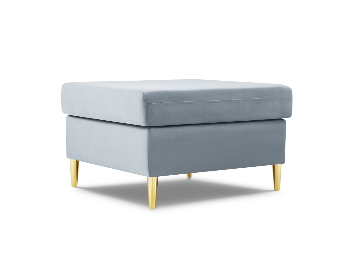 Kyoto Pouf, 70x70 cm — Light Blue / Gold Metal