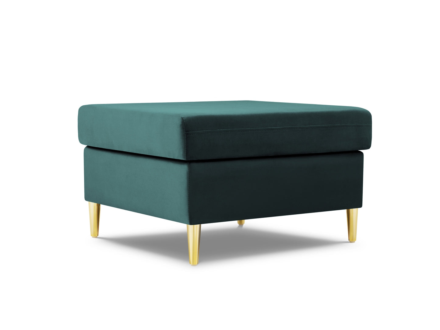 Kyoto Pouf, 70x70 cm — Petrol / Gold Metal