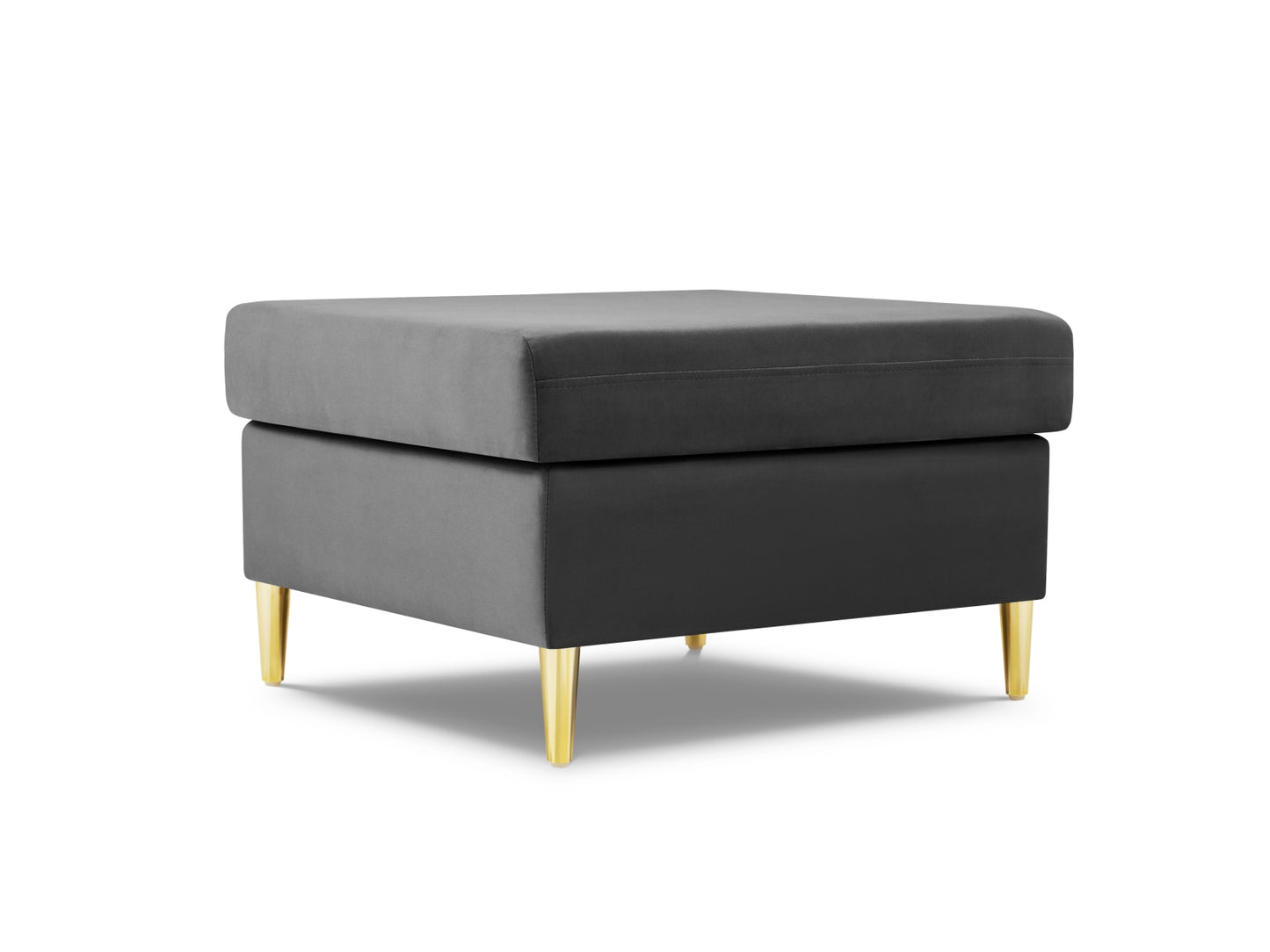 Kyoto Pouf, 70x70 cm — Light Grey / Gold Metal