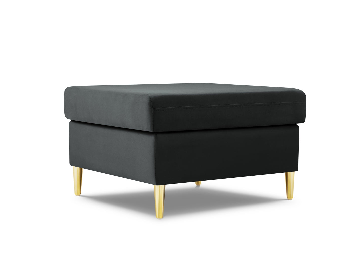 Kyoto Pouf, 70x70 cm — Dark Grey / Gold Metal