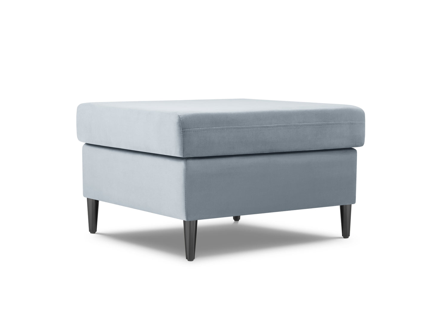 Kyoto Pouf, 70x70 cm — Light Blue / Black Chrome Metal