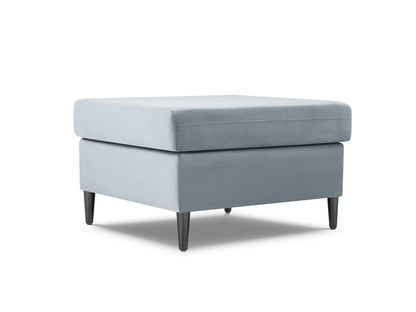 Kyoto Pouf, 70x70 cm — Light Blue / Black Chrome Metal