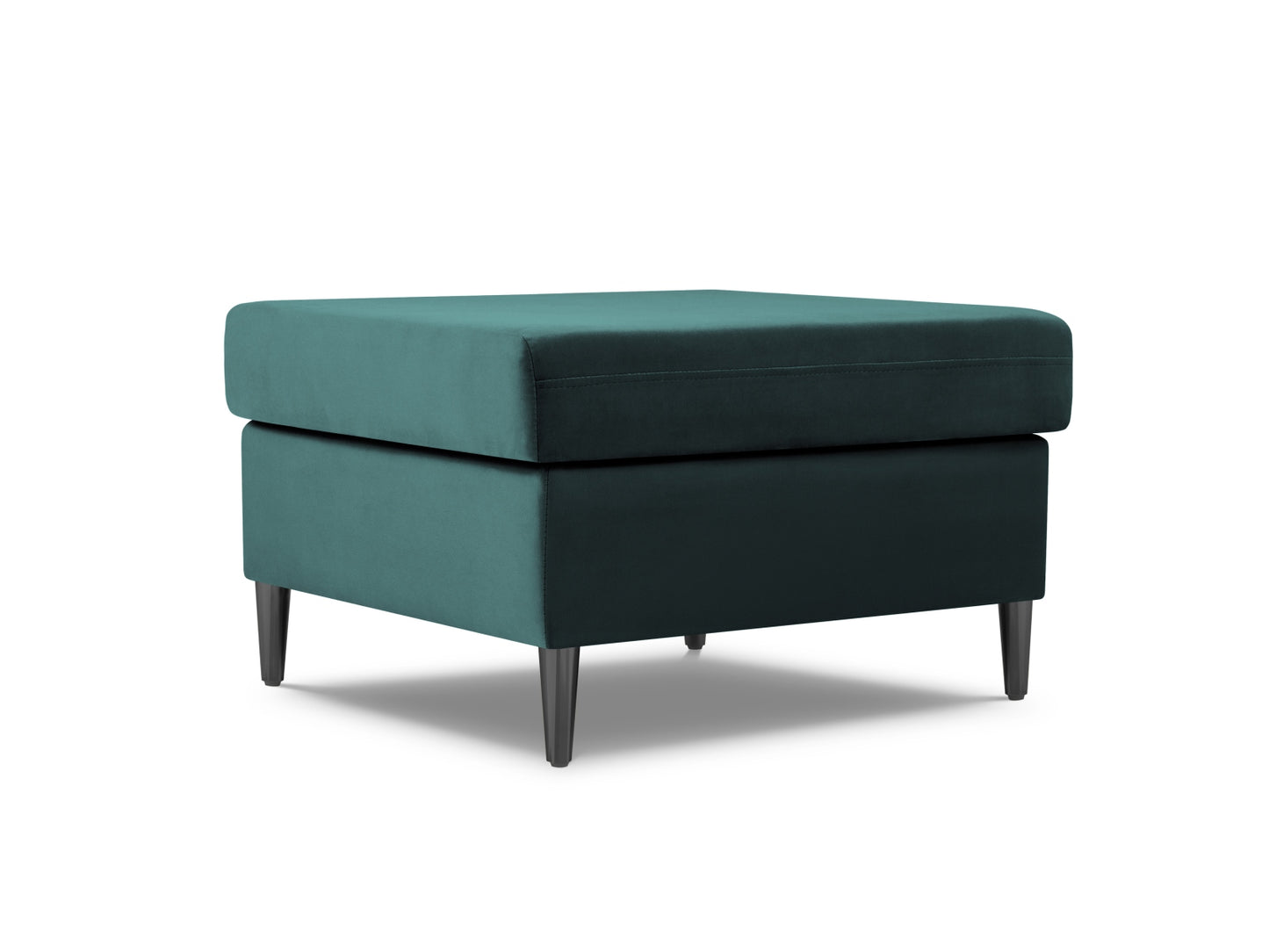 Kyoto Pouf, 70x70 cm — Petrol / Black Chrome Metal
