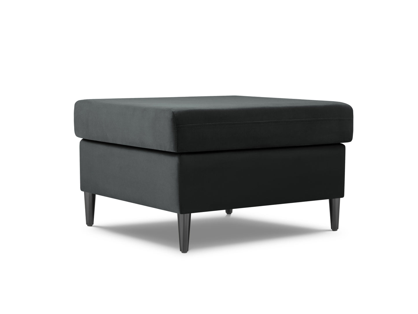 Kyoto Pouf, 70x70 cm — Dark Grey / Black Chrome Metal