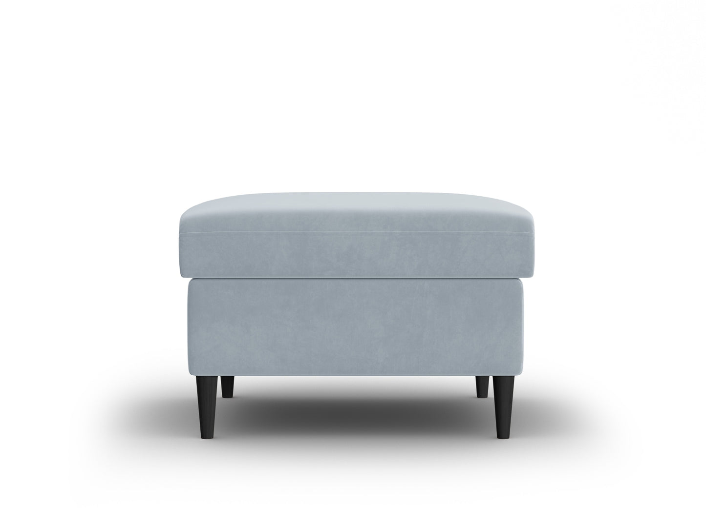 Kyoto Pouf, 70x70 cm — Light Blue / Black Beech Wood