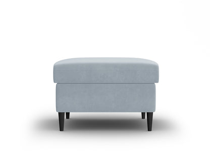 Kyoto Pouf, 70x70 cm — Light Blue / Black Beech Wood