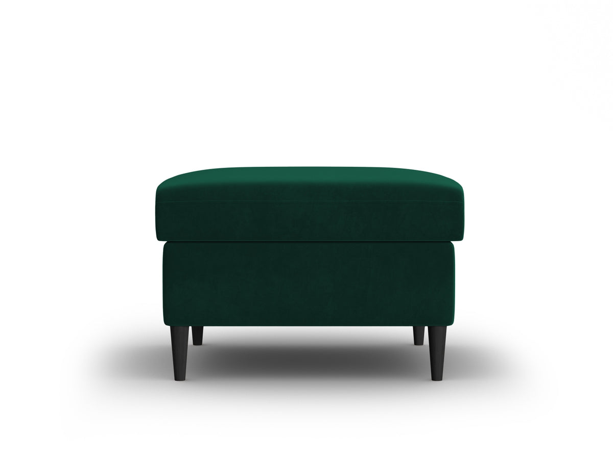 Kyoto Pouf, 70x70 cm — Bottle Green / Black Beech Wood