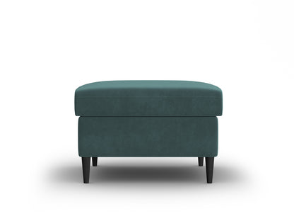 Kyoto Pouf, 70x70 cm — Petrol / Black Beech Wood