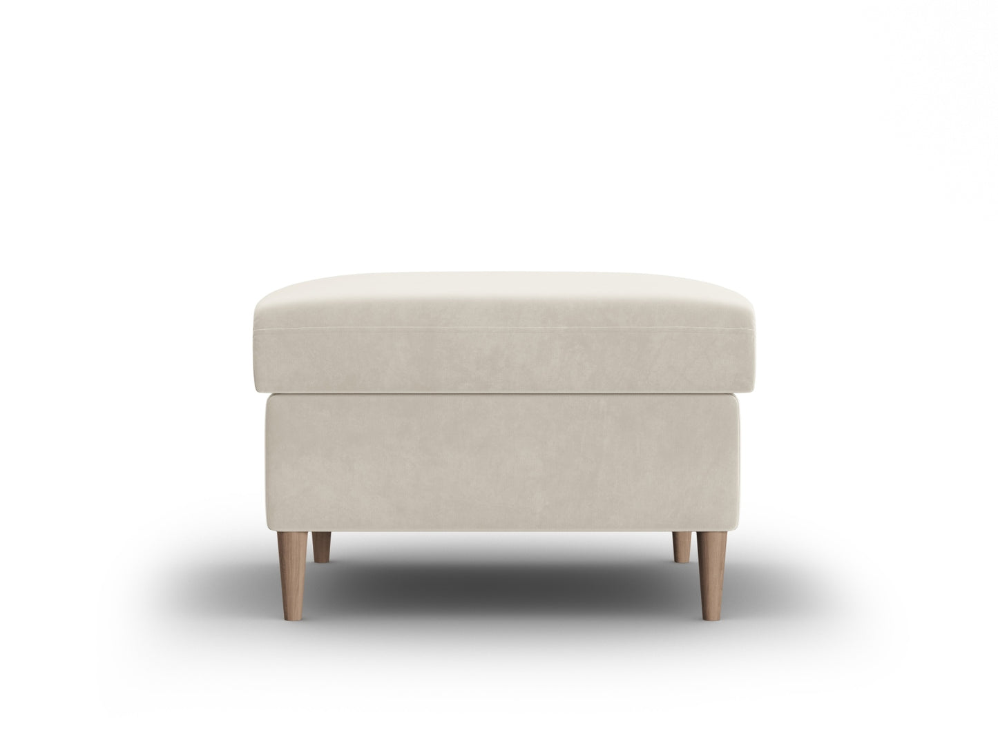 Kyoto Pouf, 70x70 cm — Light Beige / Natural Beech Wood