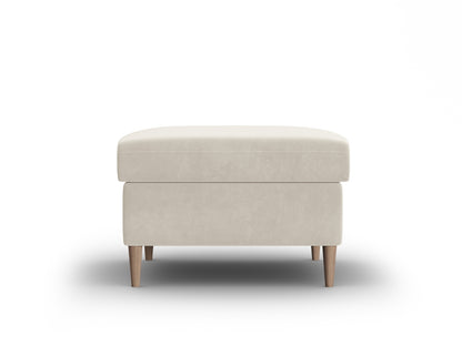 Kyoto Pouf, 70x70 cm — Light Beige / Natural Beech Wood