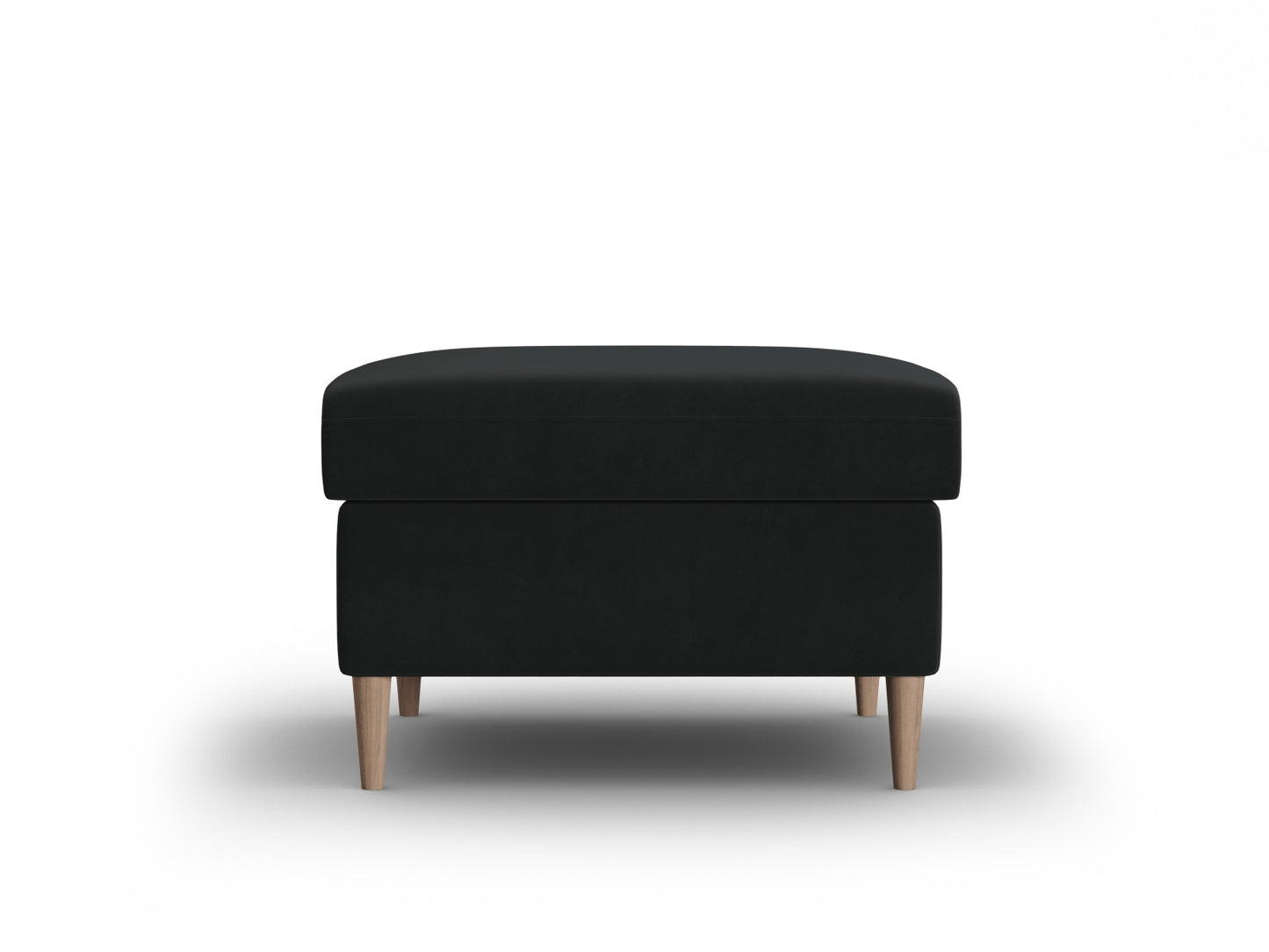 Kyoto Pouf, 70x70 cm — Black / Natural Beech Wood