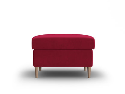 Kyoto Pouf, 70x70 cm — Red / Natural Beech Wood