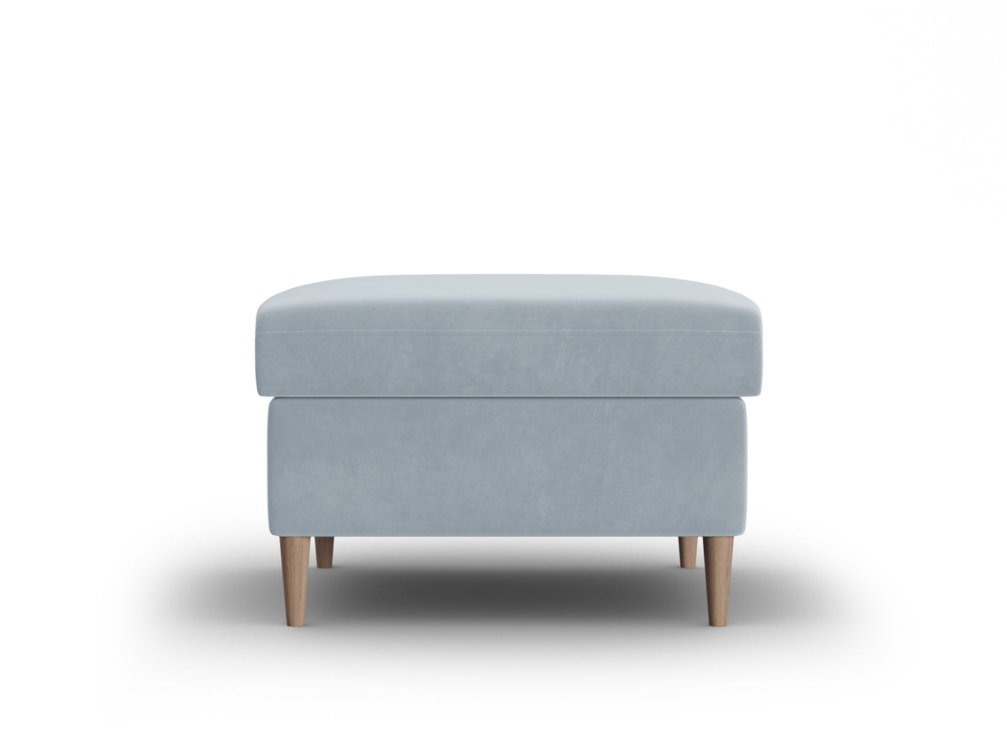 Kyoto Pouf, 70x70 cm — Light Blue / Natural Beech Wood