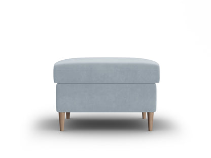 Kyoto Pouf, 70x70 cm — Light Blue / Natural Beech Wood