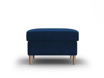 Kyoto Pouf, 70x70 cm — Royal Blue / Natural Beech Wood