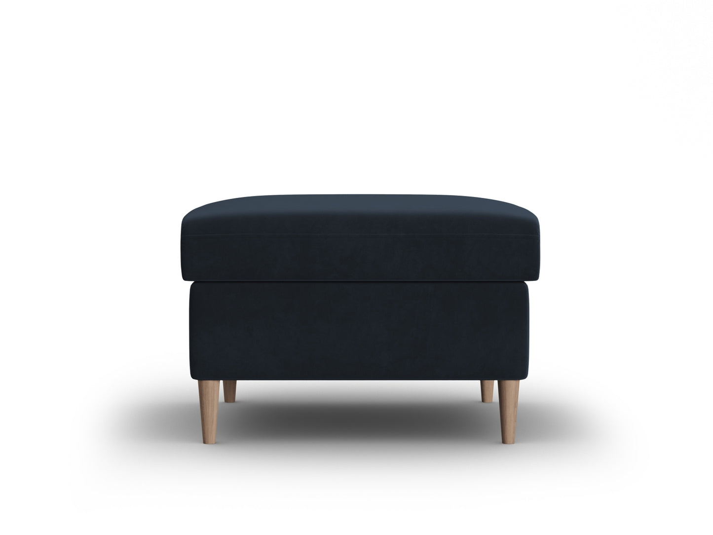 Kyoto Pouf, 70x70 cm — Dark Blue / Natural Beech Wood