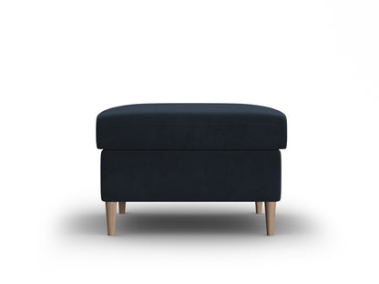 Kyoto Pouf, 70x70 cm — Dark Blue / Natural Beech Wood