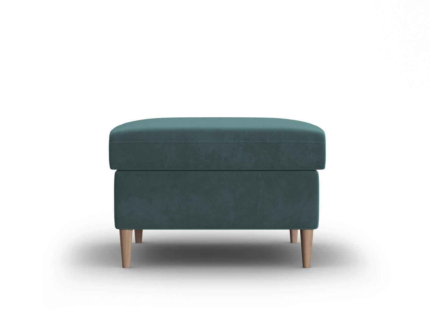 Kyoto Pouf, 70x70 cm — Petrol / Natural Beech Wood