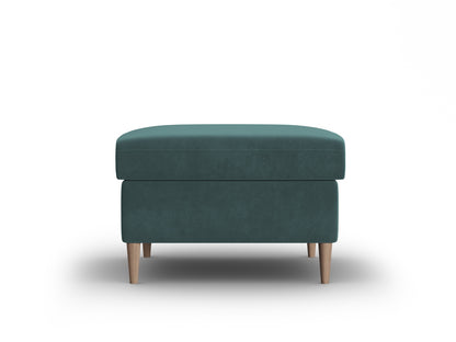 Kyoto Pouf, 70x70 cm — Petrol / Natural Beech Wood