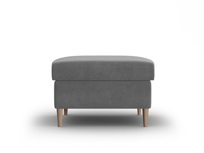 Kyoto Pouf, 70x70 cm — Light Grey / Natural Beech Wood