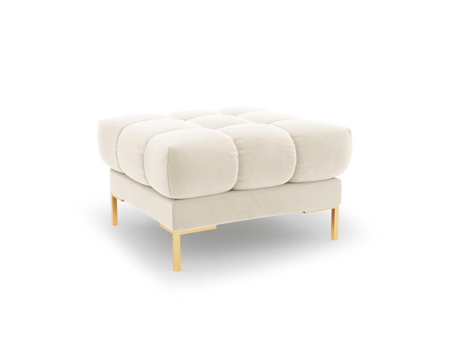Bali Pouf, 60x60 cm — Light Beige / Gold Metal