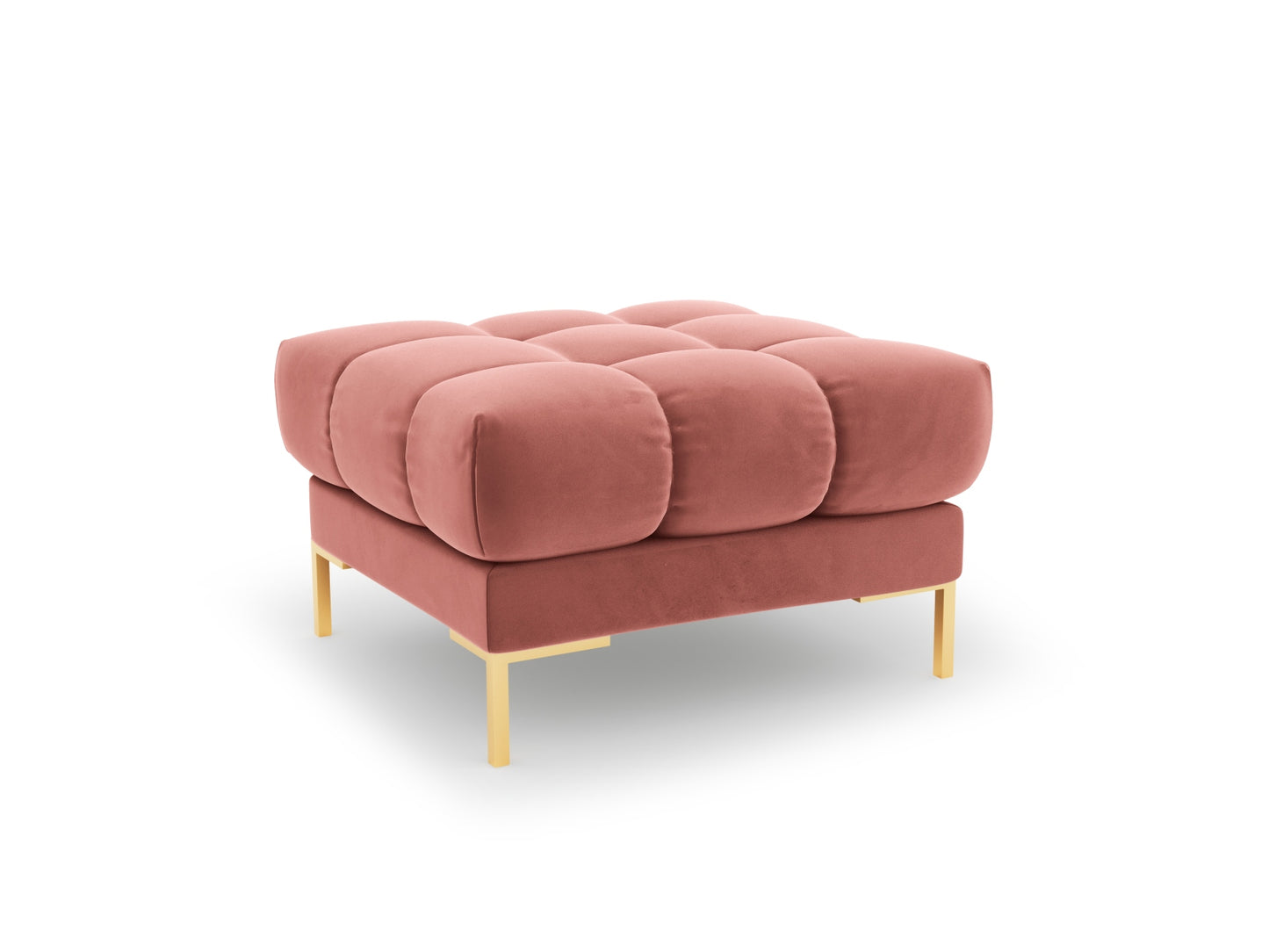 Bali Pouf, 60x60 cm — Pink / Gold Metal