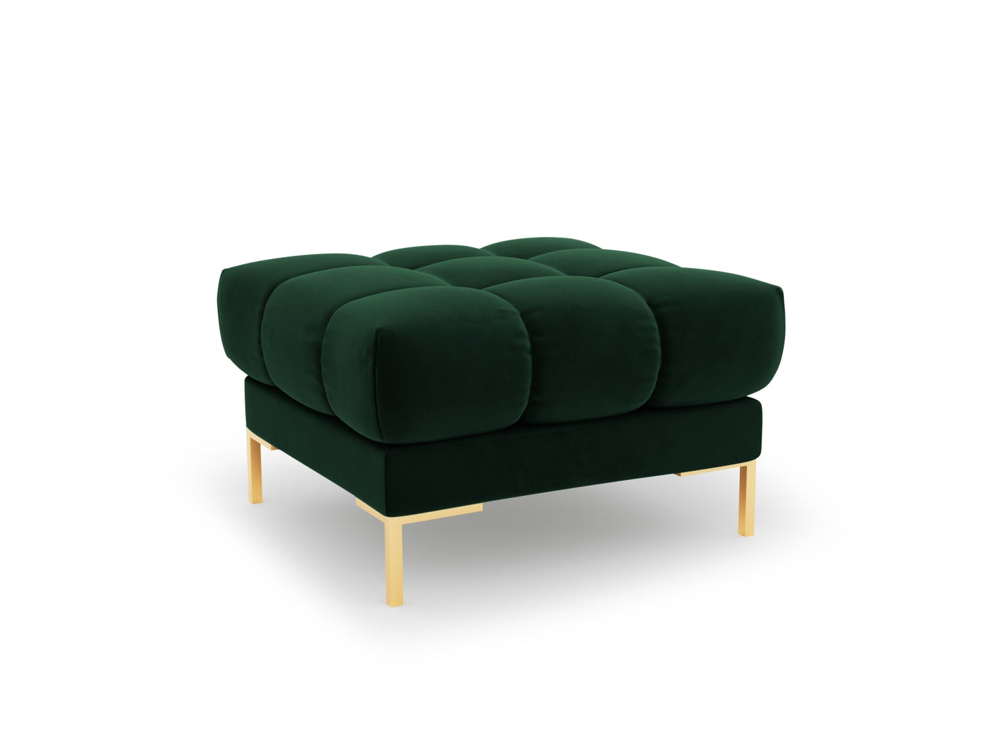 Bali Pouf, 60x60 cm — Bottle Green / Gold Metal