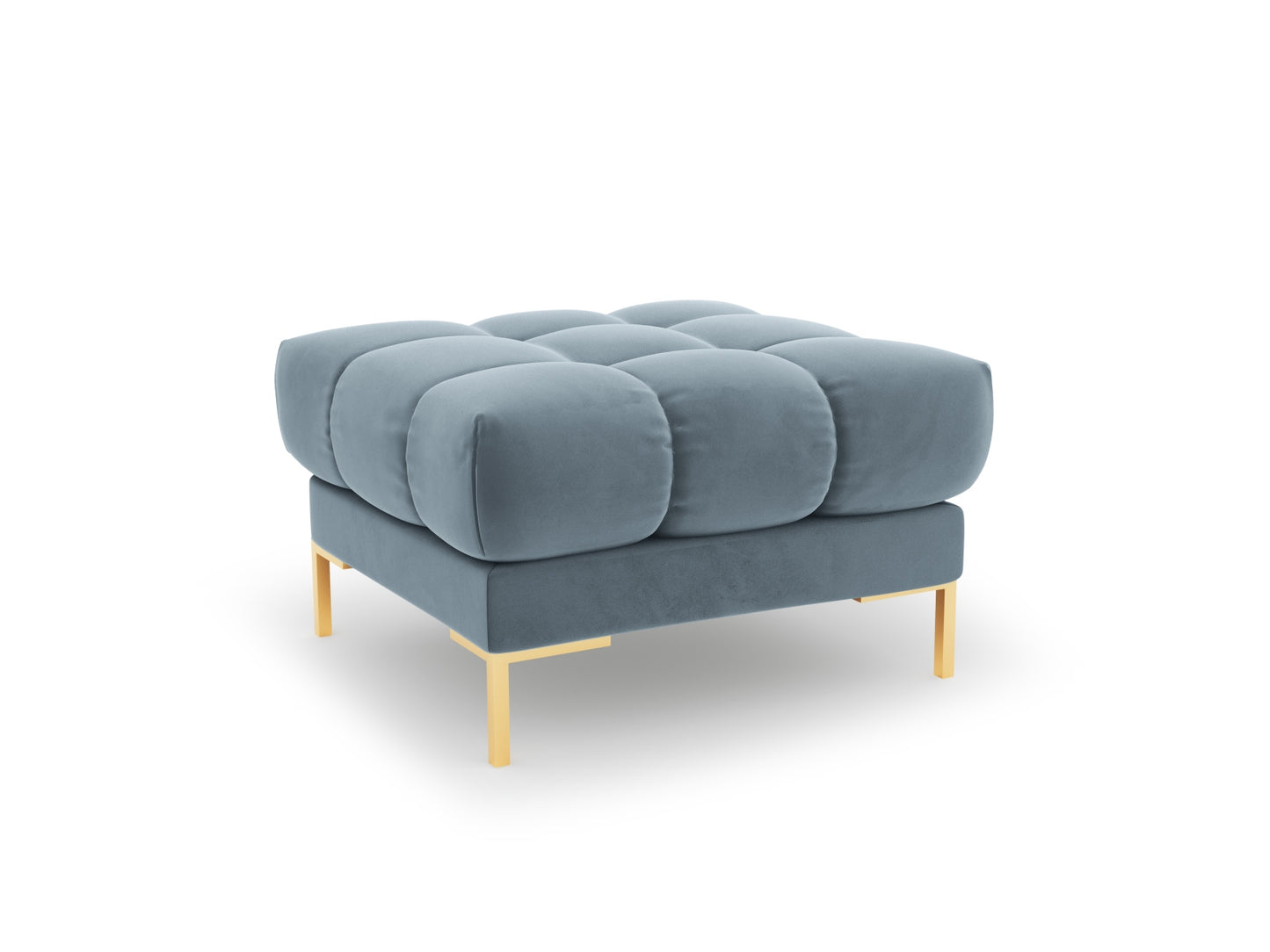 Bali Pouf, 60x60 cm — Light Blue / Gold Metal