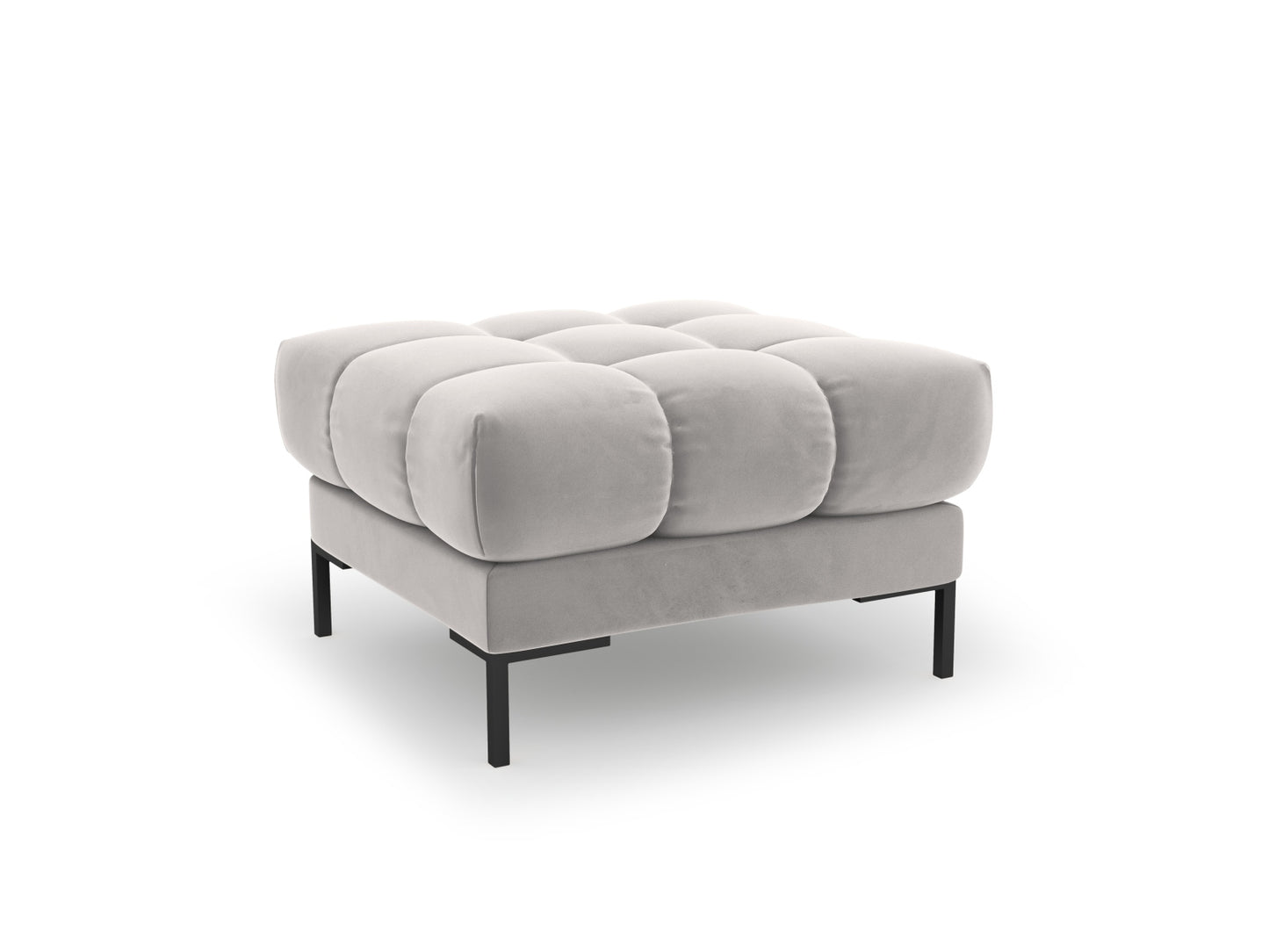 Bali Pouf, 60x60 cm — Silver / Black Metal