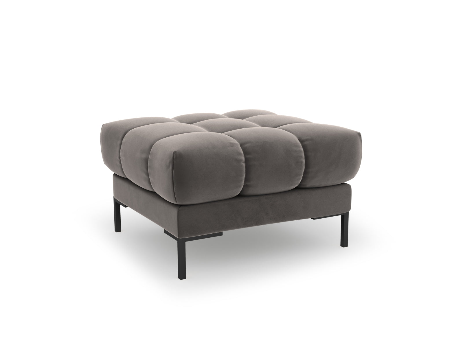 Bali Pouf, 60x60 cm — Light Grey / Black Metal