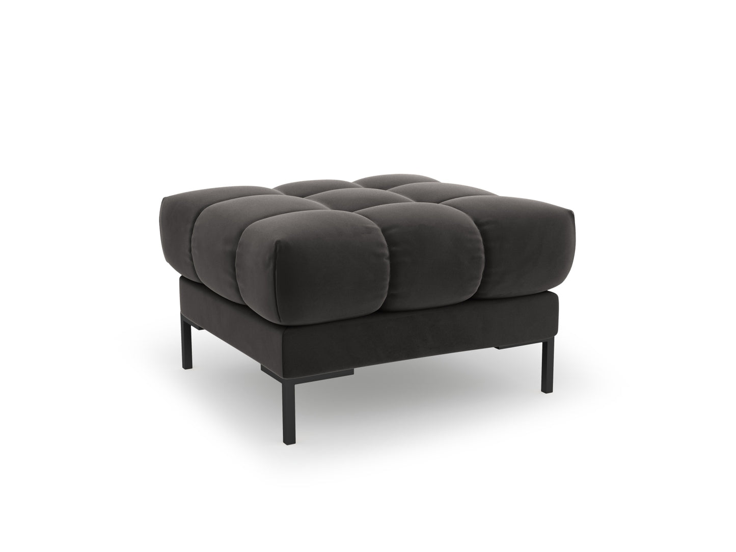 Bali Pouf, 60x60 cm — Dark Grey / Black Metal