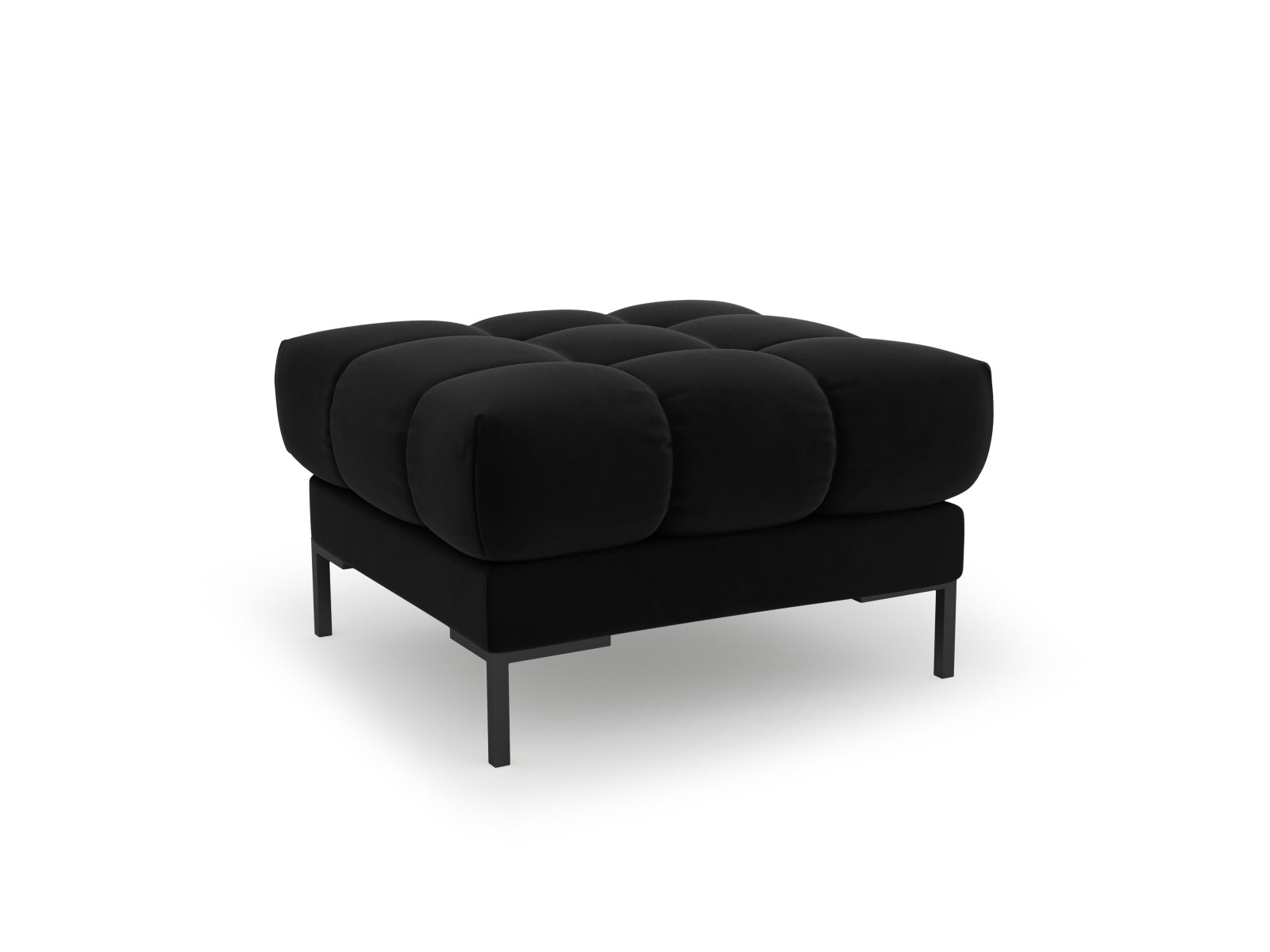Bali Pouf, 60x60 cm — Black / Black Metal