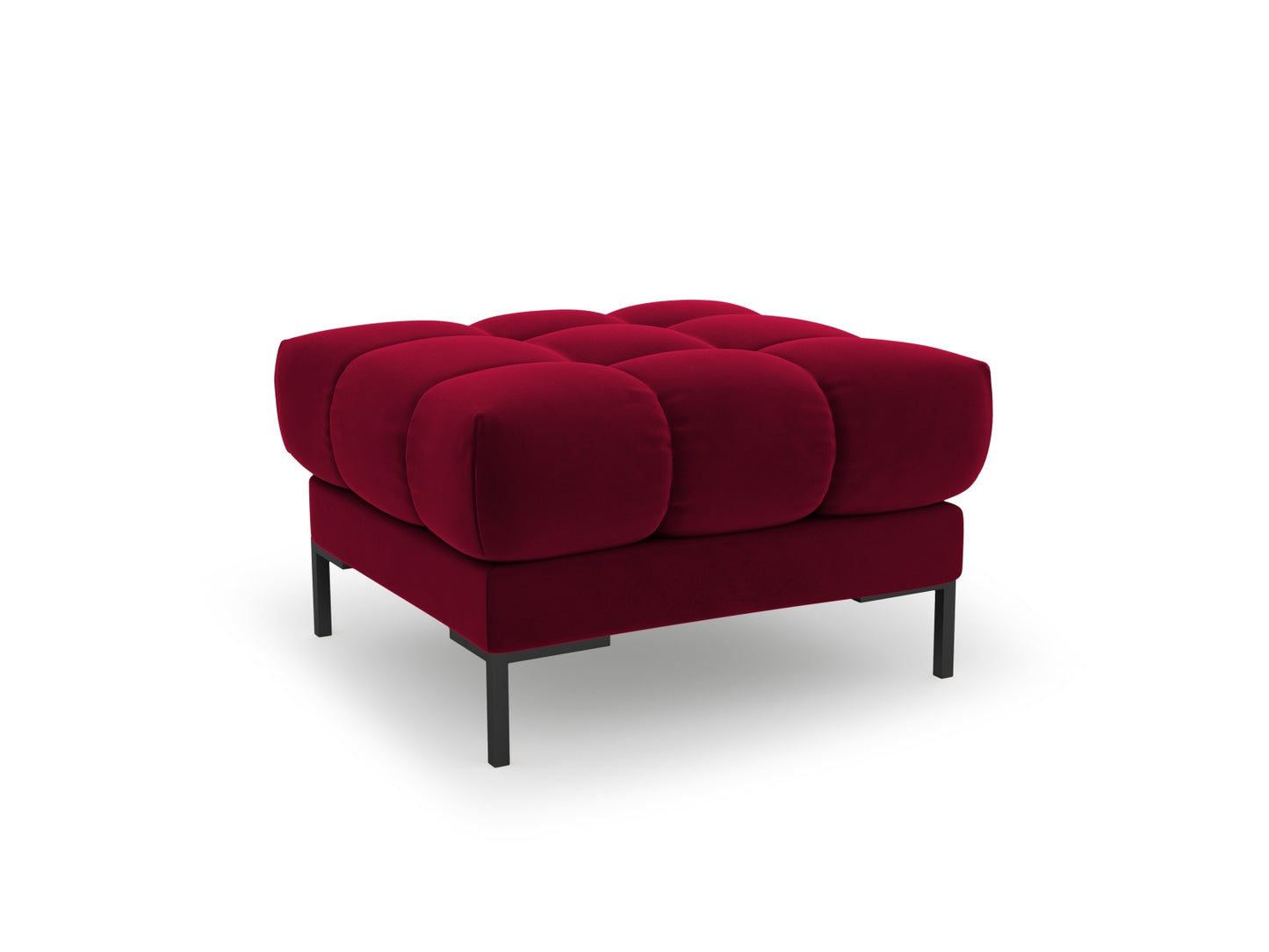 Bali Pouf, 60x60 cm — Red / Black Metal