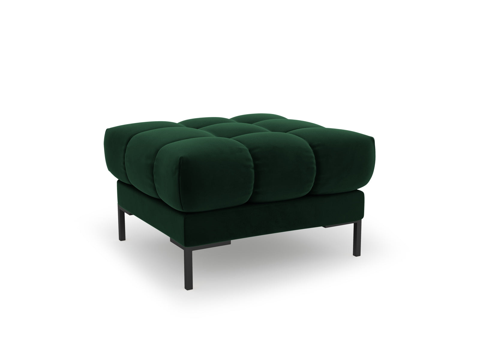 Bali Pouf, 60x60 cm — Bottle Green / Black Metal
