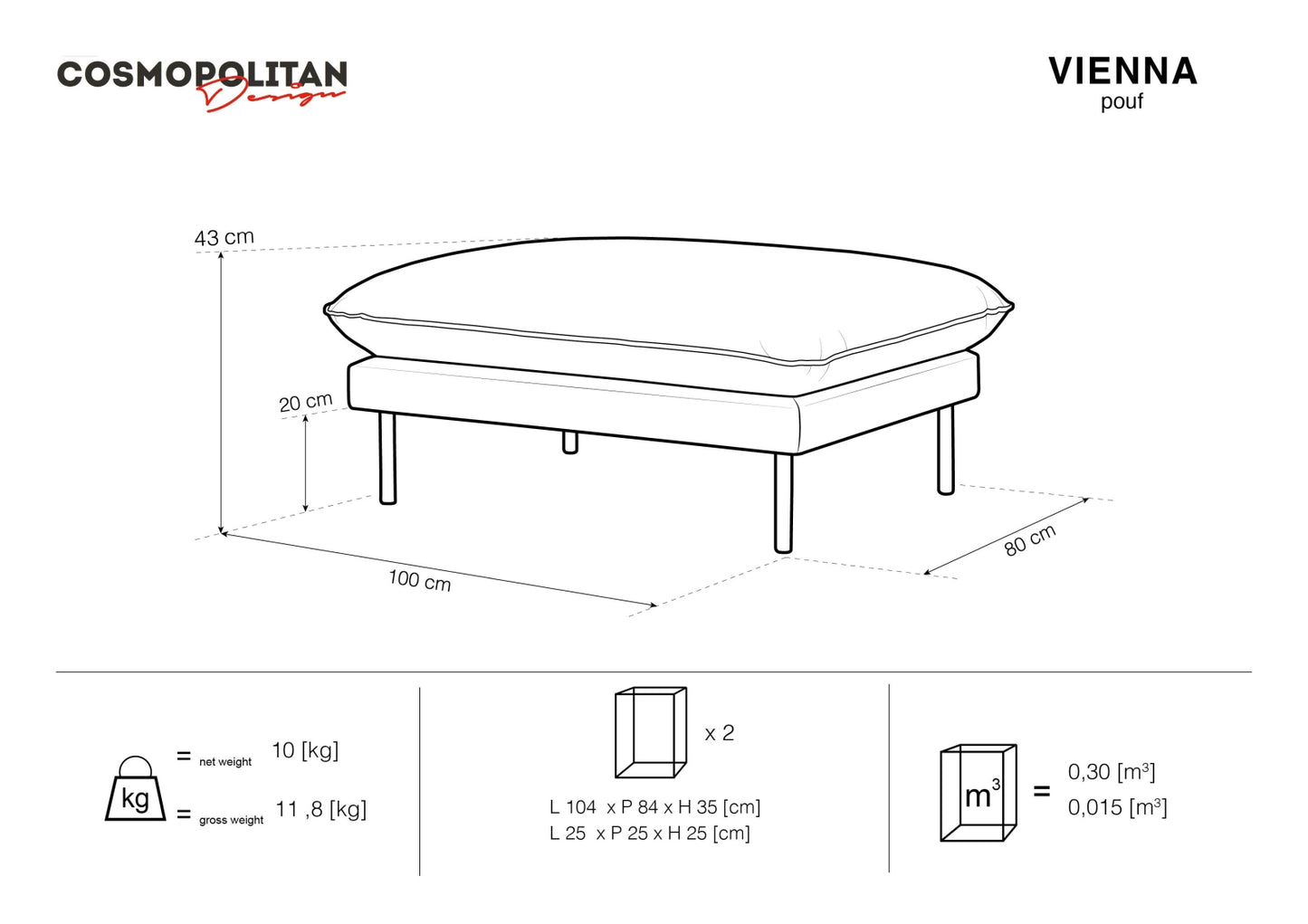 Vienna Pouf, 93x73 cm