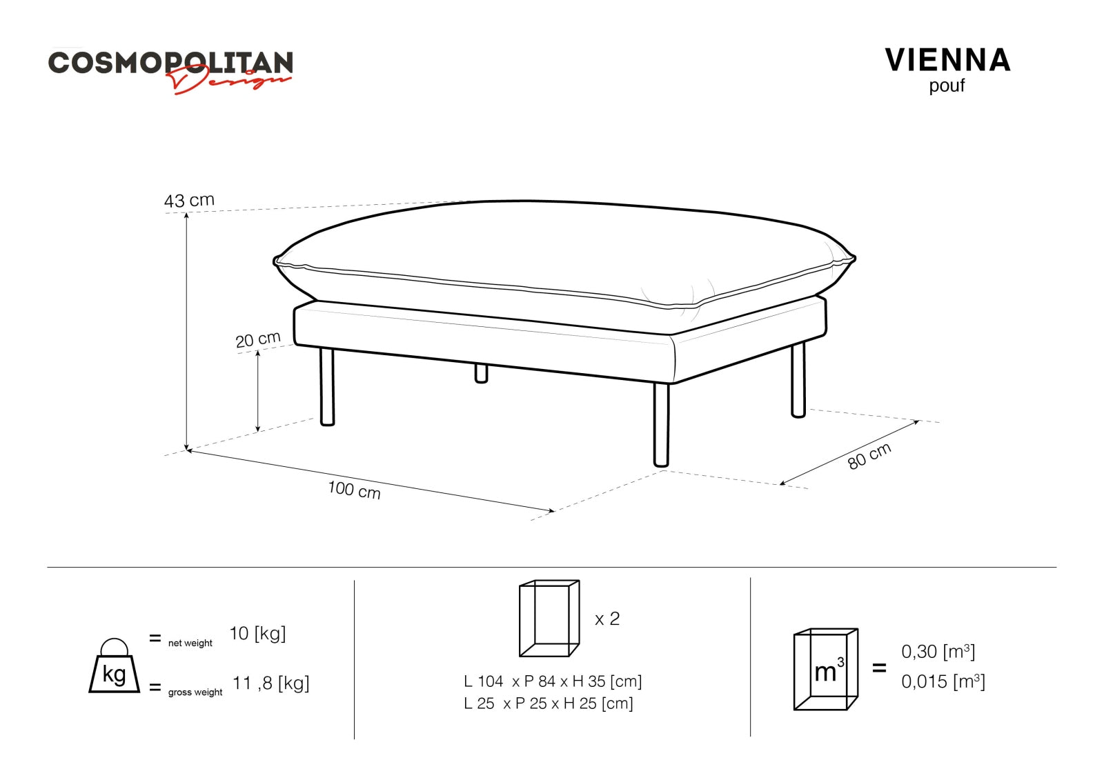 Vienna Pouf, 93x73 cm