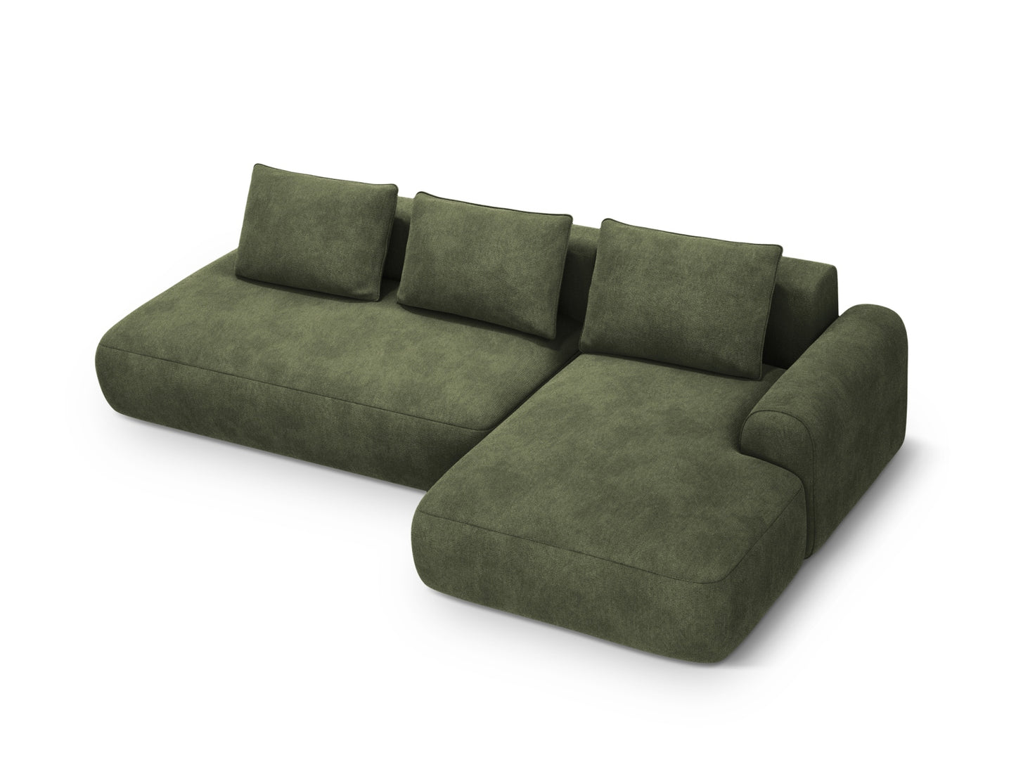 Calma Corner Sofa With Bed Function And Box, 5 Seats, 275x142 cm — Green / Right