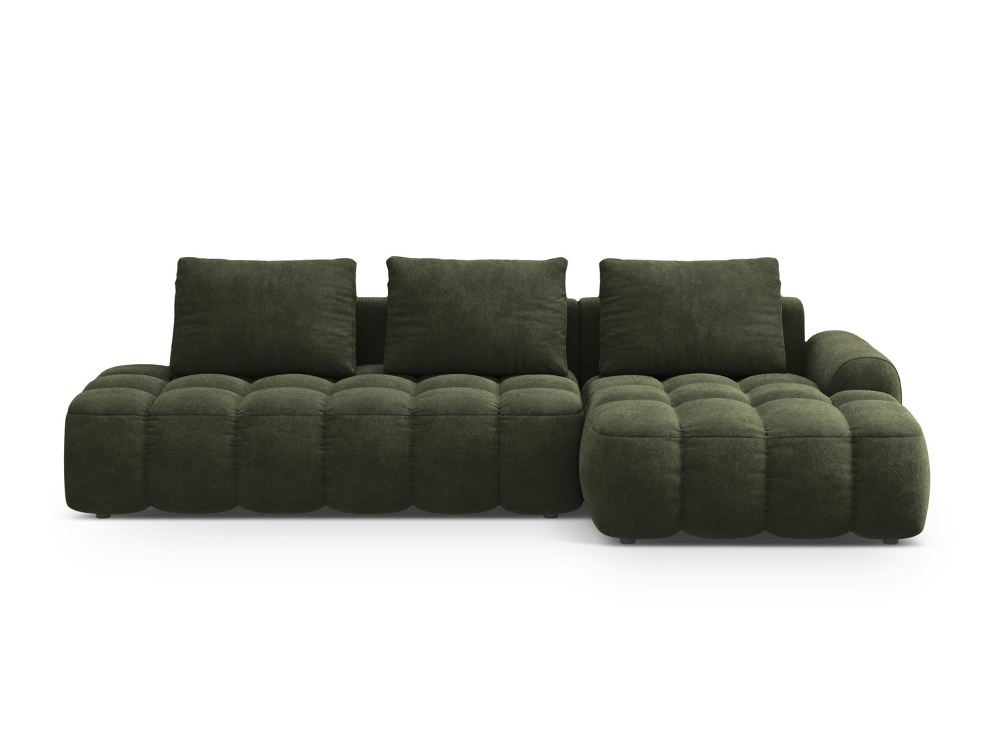 Linz Corner Sofa With Bed Function And Box, 3 Seats, 275x142 cm — Green / Right