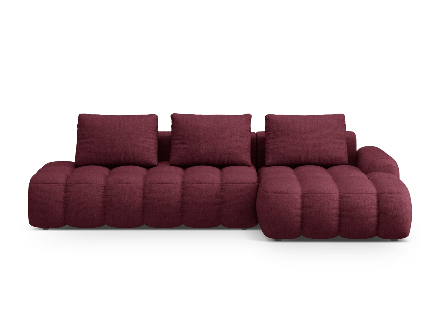 Linz Corner Sofa With Bed Function And Box, 3 Seats, 275x142 cm — Burgundy / Right