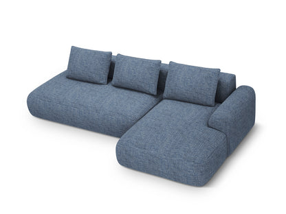 Calma Corner Sofa With Bed Function And Box, 5 Seats, 275x142 cm — Blue Melange / Right