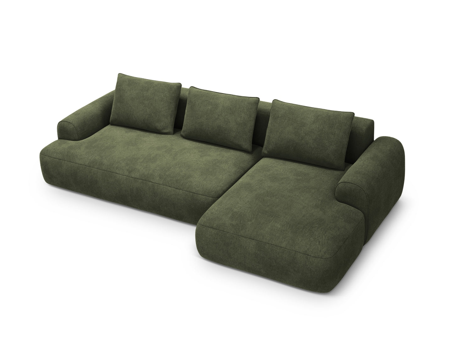 Calma Corner Sofa With Bed Function And Box, 3 Seats, 275x142 cm — Green / Right