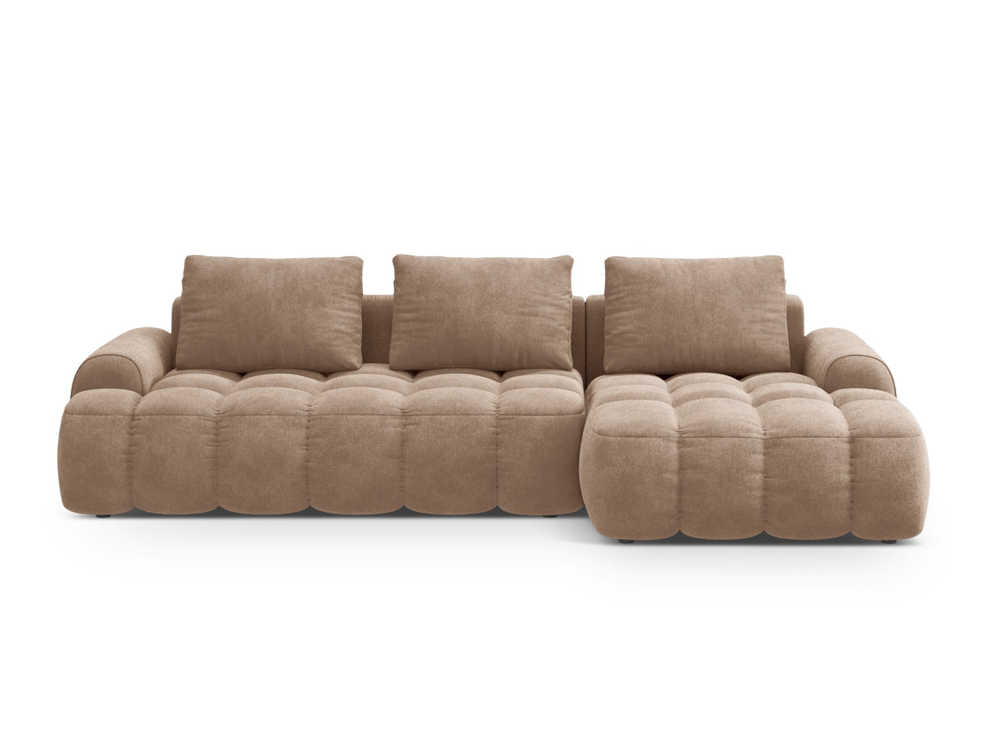 Linz Corner Sofa With Bed Function And Box, 3 Seats, 275x142 cm — Dark Beige / Right