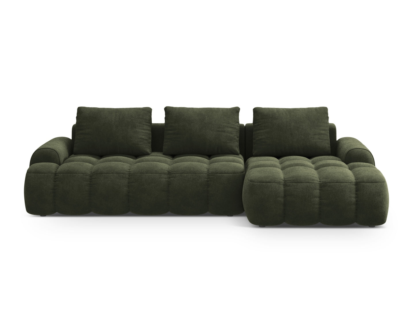 Linz Corner Sofa With Bed Function And Box, 3 Seats, 275x142 cm — Green / Right
